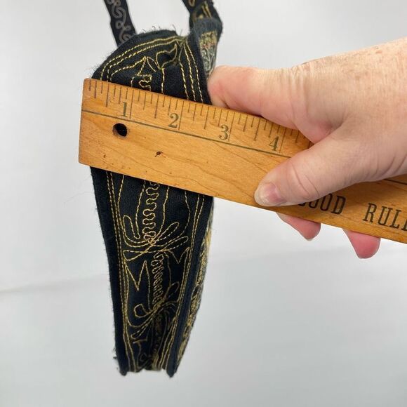 Womens Boho Bag Embroidered Handbag Purse handmade Black Multicolor - Picture 7 of 13